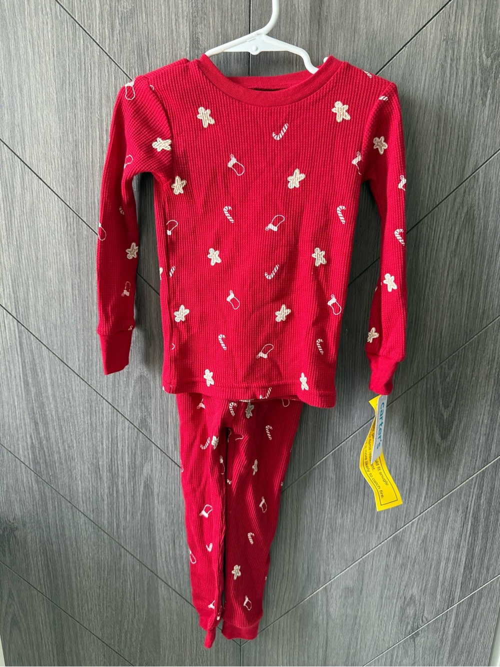 Carters Waffle Knit Holiday Printed 2 piece PJ Set